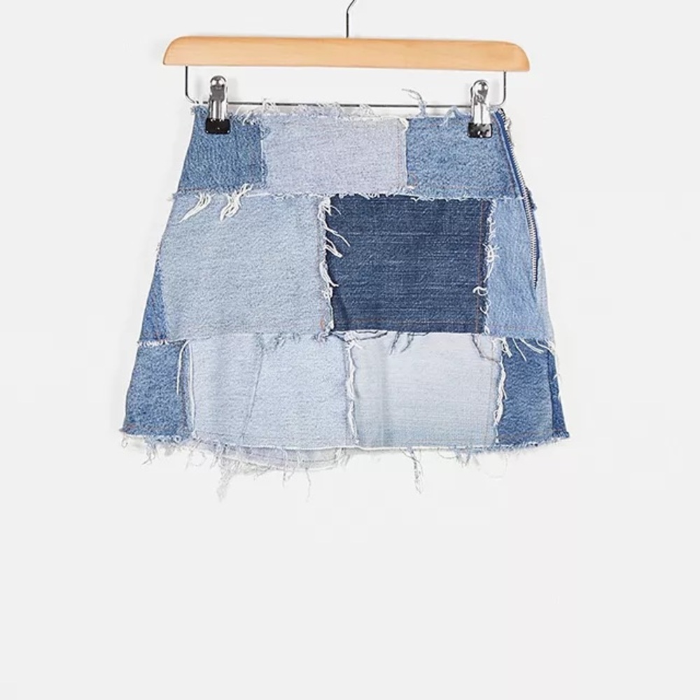 3 x $30 Blue Patchwork Mini Skirt